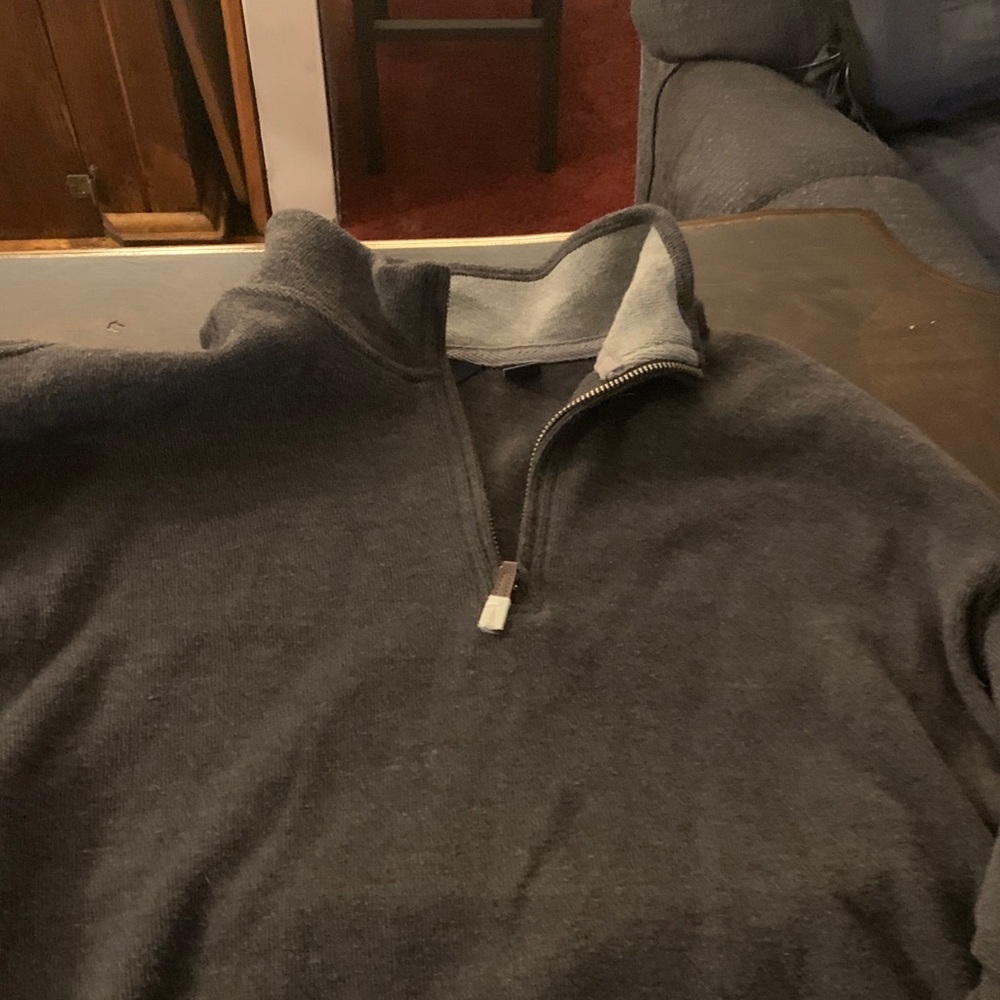 Lands' End Men's Charcoal Zip-Up Sweater